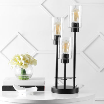 Axel Modern 20.5" Iron/Seeded Glass Modern Industrial LED Table Lamp - JONATHAN Y